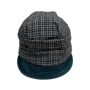 basiquenti Plaid Cadet Hat Women Lined Velveteen Brim Gray Black Size OSFM‎